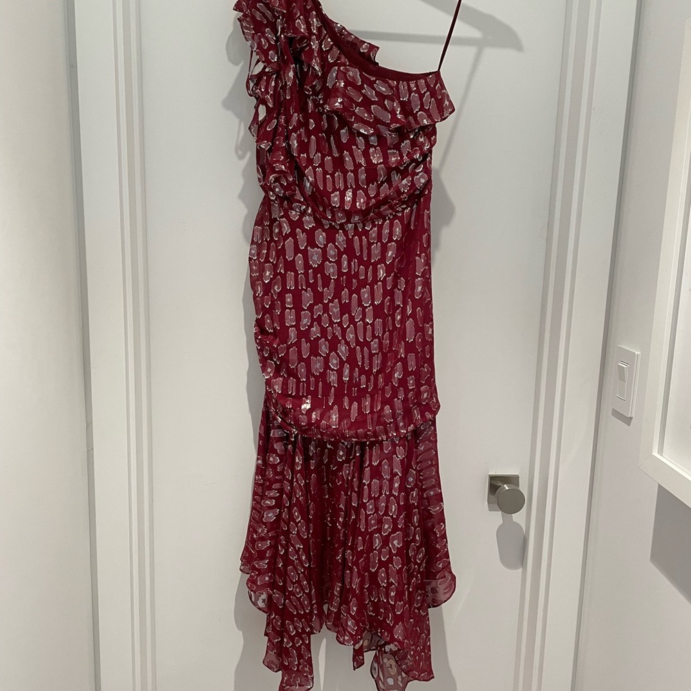 Elegant One-Shoulder Burgundy Dress